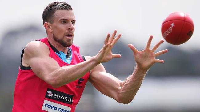 Former Richmond star Brett Deledio during training at his new club the GWS Giants.