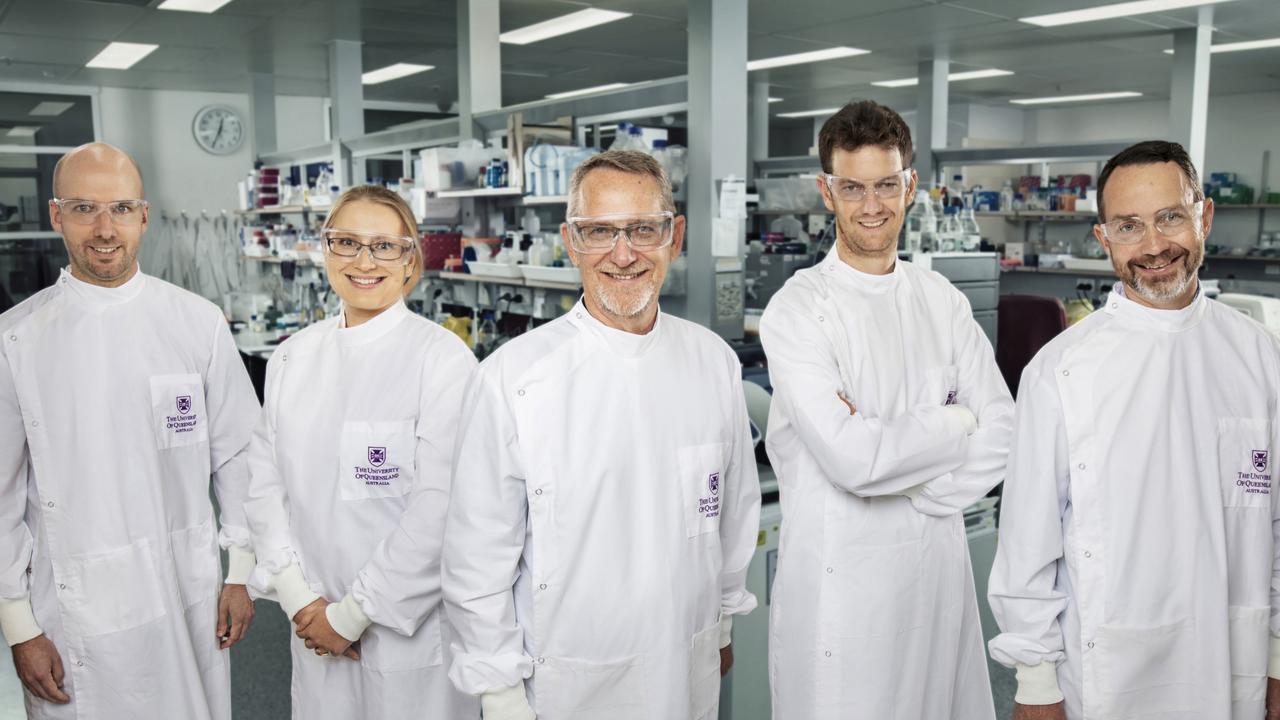 Dr Daniel Watterson, Christina Henderson, Professor Paul Young, Dr Keith Chappell, Professor Trent Munro from University of Queensland Picture: University of Queensland