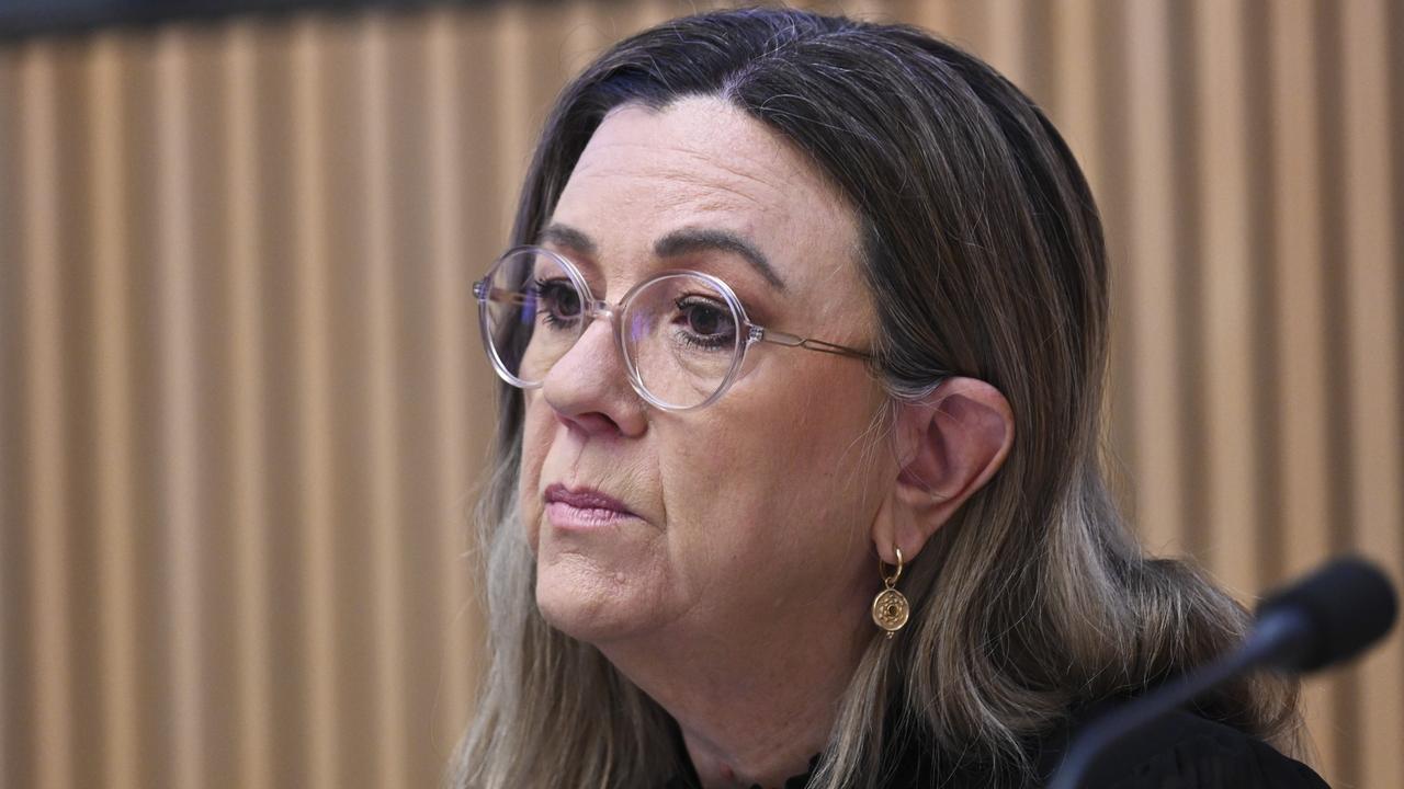 CANBERRA, AUSTRALIA, NewsWire Photos. APRIL 16, 2024: Senator Tammy Tyrrell questions Woolworths CEO, Bradford Banducci at the Senate Select Committee on Supermarket Prices at Parliament House in Canberra. Picture: NCA NewsWire / Martin Ollman