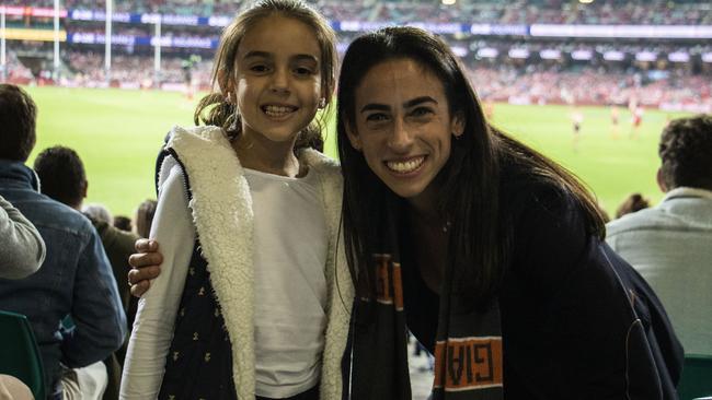 AFLW super fan Abbie Dare with Amanda Farrugia at the AFL grand final.