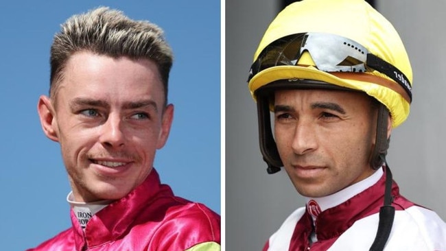 Race winner Robbie Dolan and fellow jockey Joao Moreira. Photos: Getty Images