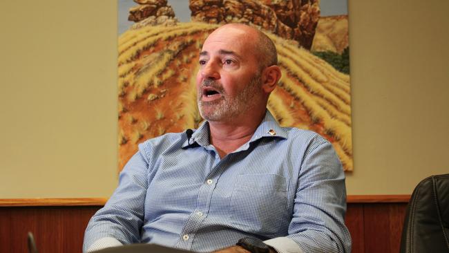 Country Liberal Party member for Namatjira Bill Yan in his electorate office in Alice Springs. Picture: Jason Walls