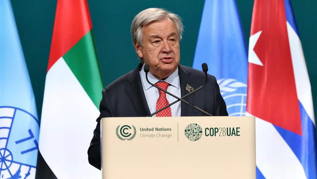 United Nations secretary-general Antonio Guterres in Dubai on December 2. Picture: AFP.