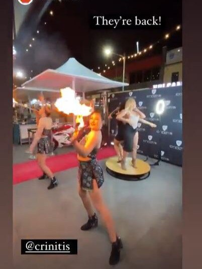 The fire dancers set off the smoke alarm at the launch. Picture: Instagram