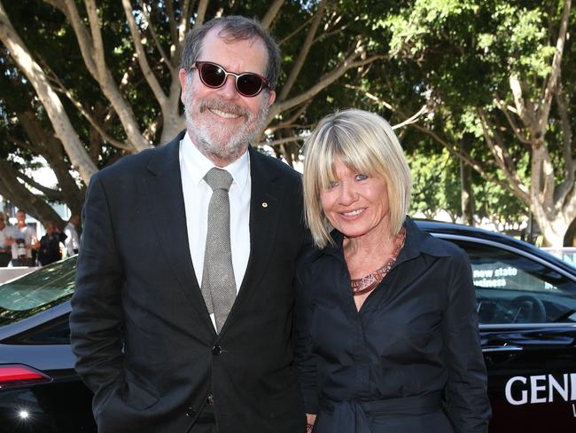 Margaret Pomerance arrives with Neil Armfield for the AACTA Awards.