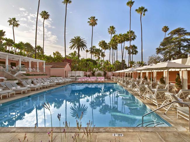 Pool at the Beverly Hills Hotel in LA, US.