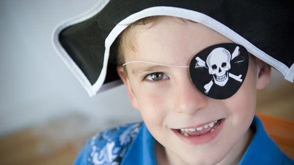 Unidentified boy in pirates costume during a Little People Parties catered party - headshot children's pirate Mar 2007