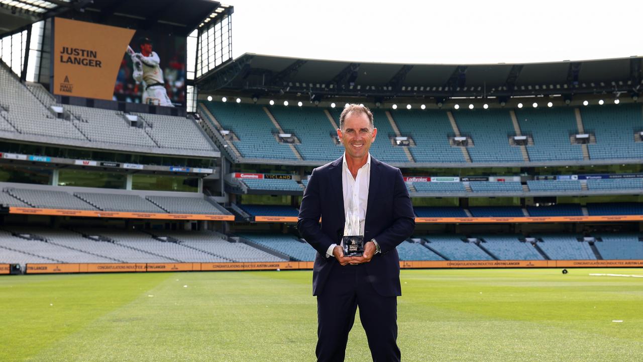 Australian coach Justin Langer during an Australian Cricket Hall of Fame Presentation at the MCG (Photo by Jonathan DiMaggio/Getty Images for the Australian Cricketers' Association)