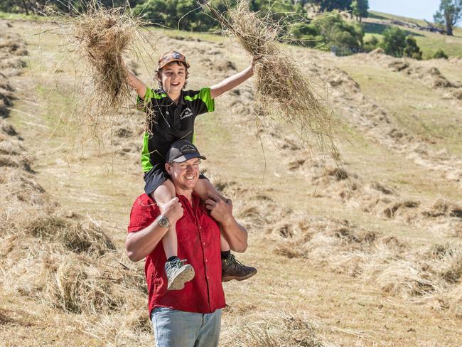 NEWS: Aaron Daniel Ag Contracting - FodderBailing hay.PICTURED: Aaron Daniel Ag Contracting - Fodder son Joe 9.Picture: Zoe Phillips