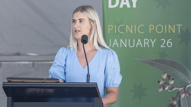 Toowoomba Senior Sports Award Shenae Ciesiolka. Australia Day celebrations at Picnic Point in Toowoomba. Thursday, January 26, 2023. Picture: Nev Madsen.