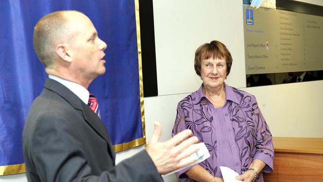 Campbell Newman and Pearl Harvey widow of former Lord Mayor Roy Harvey.