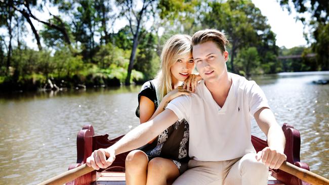 Jodi-Lee and Jimmy taking the oars for a spin at Studley Park Boat House. Picture- Nicole Cleary