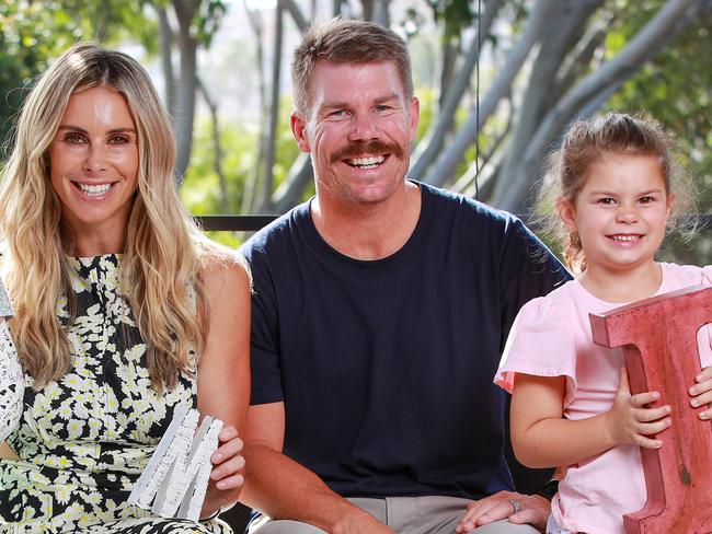**Embargoed for Sundays (Sunday 28 Feb)**David and Candice Warner at home with their daughters Ivy, 6, and Indi, 5, who are taking part in the Prime Minister's Spelling Bee editorial initiative being run by Kids News.Picture:Justin Lloyd.