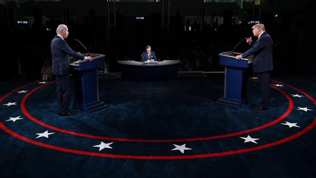 Joe Biden and Donald Trump face off in Cleveland, Ohio, last week. Picture: AFP