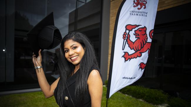 Nipuni Ranasinghe. University of Tasmania Graduations. Federation Concert Hall, Hobart. Picture: RICHARD JUPE