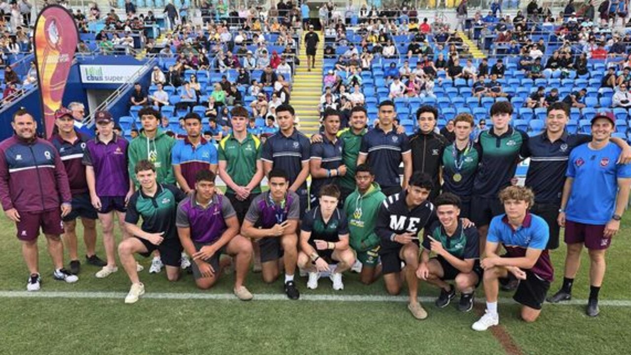 The 2024 Queensland Under 14-15 Maroons rugby league representative team, selected after trials on the Gold Coast. Picture: QSSRL