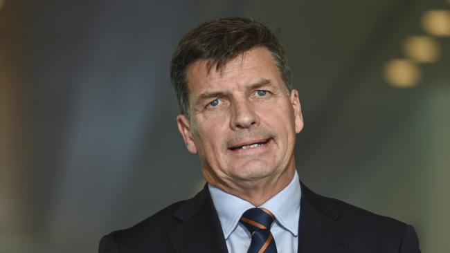 Shadow treasurer Angus Taylor says the government is the ‘biggest spending, biggest taxing in Australian history’ despite the surplus. Picture: NewsWire / Martin Ollman