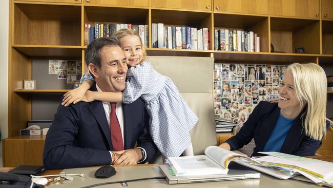 Jim Chalmers with wife Laura and daughter Annabel in October last year. Picture: NCA NewsWire/Gary Ramage