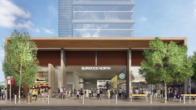 Artist impressions of the Sydney Metro West station at Burwood.