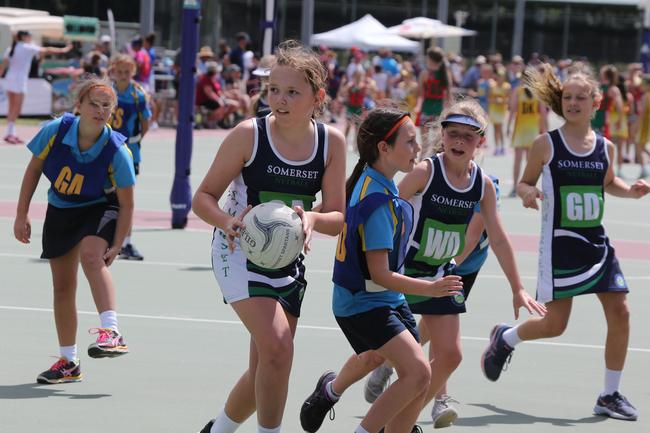 The Netball Qld Primary Schools Cup grand finals are being held at the Hinterland District Netball Association at Mudgeeraba. Picture: Mike Batterham.