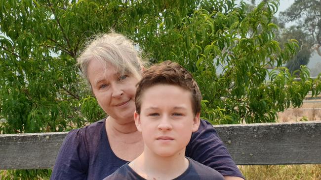 Melissa Collins and son Nick, 13, outside their sprawling acreage property in Megalong Valley. Photo: Isabell Petrinic