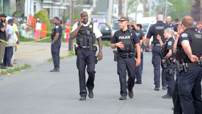 Law enforcement agencies and local police at the scene of the shooting in Buffalo. Picture: John Normile/Getty Images/AFP