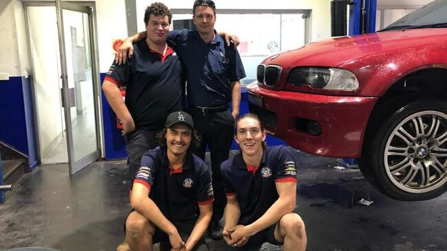 The crew from Bob Jane T-Marts Coffs Harbour have been flat out helping motorists who’ve suffered wheel and tyre damage from potholes. Pictured are Reeve Holmes, Jesse Dunn, Neihana Milne and Nick French.