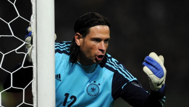 Germany`s goalkeeper Tim Wiese reacts during the International friendly football match Germany vs France in the northern German city of Bremen on February 29, 2012 in preperation for the UEFA Euro 2012. AFP PHOTO / PATRIK STOLLARZ (Photo credit should read PATRIK STOLLARZ/AFP/Getty Images)