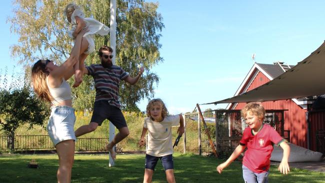 Michael Catford ‘dearly loves’ his nieces and nephews, including on his wife Chanelle LeRoux’s side … pictured are nephews Mali, Bodhi and baby niece Nala who live in Sweden. Picture: supplied