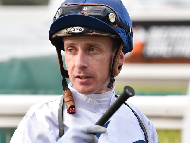 Daniel Moor after Thesecondatportsea won the Toddy & Kingy Time-Honoured Shield Two-Years-Old Maiden Plate at Geelong Racecourse on July 01, 2022 in Geelong, Australia. (Reg Ryan/Racing Photos via Getty Images)