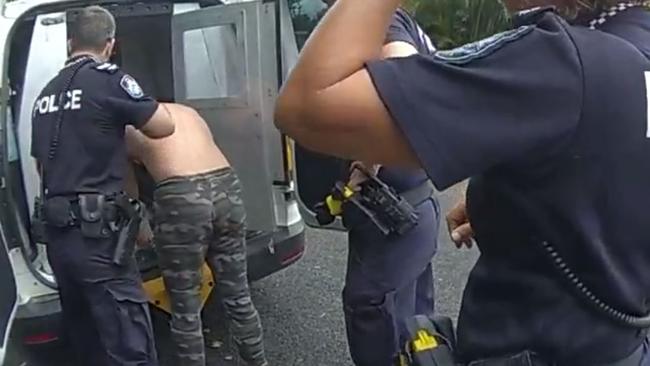 Cairns Child Protection and Investigation Unit (CPIU) detectives arrest a man during Operation Uniform Kalahari. Picture: Queensland Police