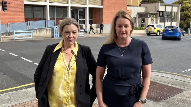 Jacqui Lambie Senator Tammy Tyrell and Tasmania Legal Aid Director Kristen Wylie