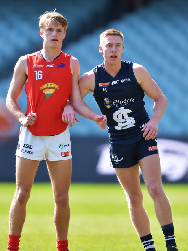 Former South Adelaide junior Tate Coleman (R) will play with Happy Valley this SFL season. Picture: Mark Brake