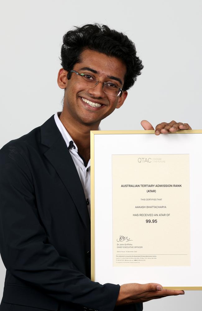 Mansfield State High School’s Aakash Bhattachary achieved an ATAR of 99.95. Photo Steve Pohlner