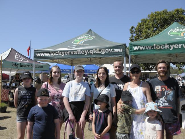 (Back) Ava Goodall, Paige Ryan, Isabelle Goodall, Mia Toole, Jacob Toole, Megan Toole, and Dylan Ryan with (front) Henry Cuttle, Paiton Goodall, Brock Young, and Audrey Cuttle enjoying their Sunday at the Murphys Creek Chilli Festival. Picture: Isabella Pesch