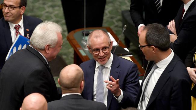 Former premier Jay Weatherill speaks to MPs after he announced his retirement on Thursday. AAP Image/Sam Wundke