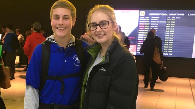 Timothy Dale Fehring with his sister Emma before he took off on the school trip to Germany.