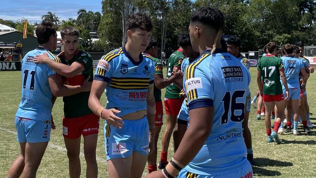 Norths Tyreece Tait with team mates after the Meninga clash.