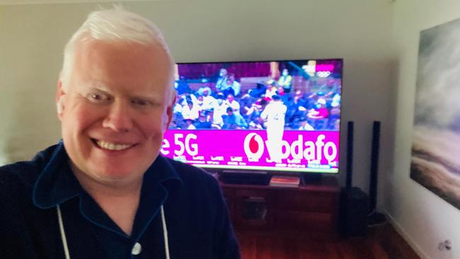 Independent Kiama MP Gareth Ward watching the cricket while isolating at home a day after testing positive for Covid in January 2021.