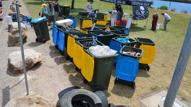 The filled bins after the first clean-up. Pictures: Supplied