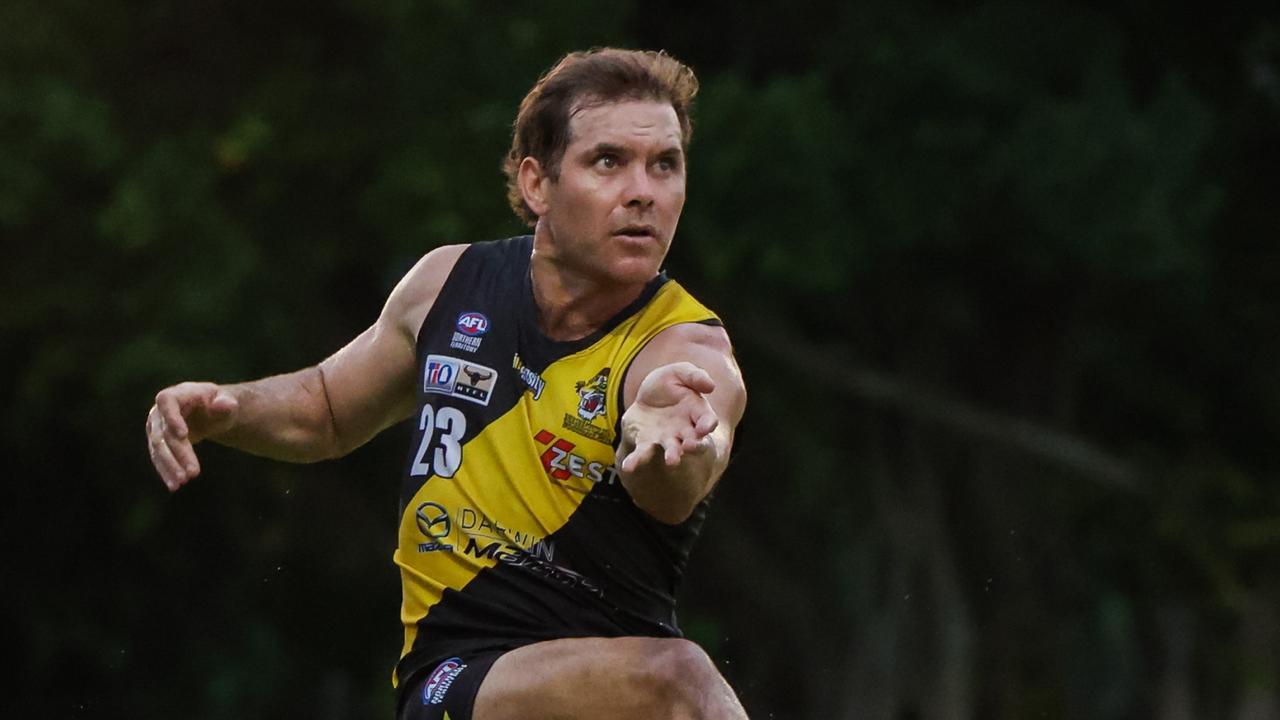 Brodie Filo playing for the Nightcliff Tigers in the 2024-25 NTFL season. Picture: Celina Whan / AFLNT Media