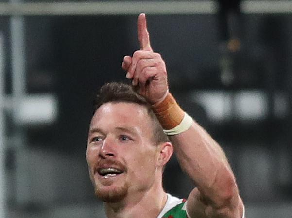 Souths Damien Cook scores a late try during the NRL Semi Final between the Parramatta Eels and South Sydney Rabbitohs at Bankwest Stadium, Parramatta. Picture: Brett Costello