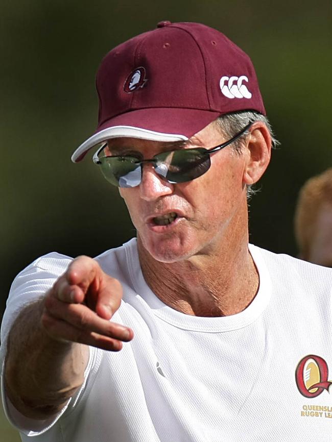 Wayne Bennett mentoring players during Queensland Academy of Sport's Emerging Origin Squad camp.