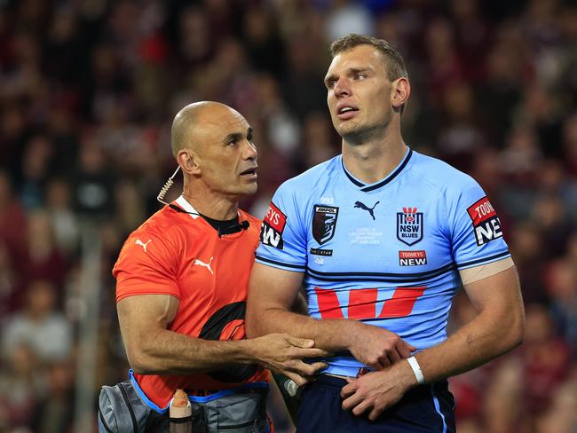 Injured Blues star Tom Trbojevic is back in hospital. Picture: Adam Head