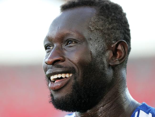 AFL Round 9. North Melbourne vs Adelaide at Metricon Stadium, Gold Coast.  01/08/2020.   Majak Daw of the Kangaroos after match   . Pic: Michael Klein