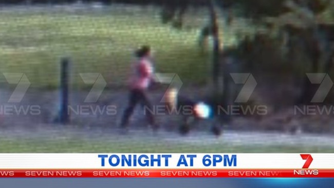 Sofina Nikat is seen leaving Olympic Park, Heidelberg West, with an empty pram. Picture: Channel 7