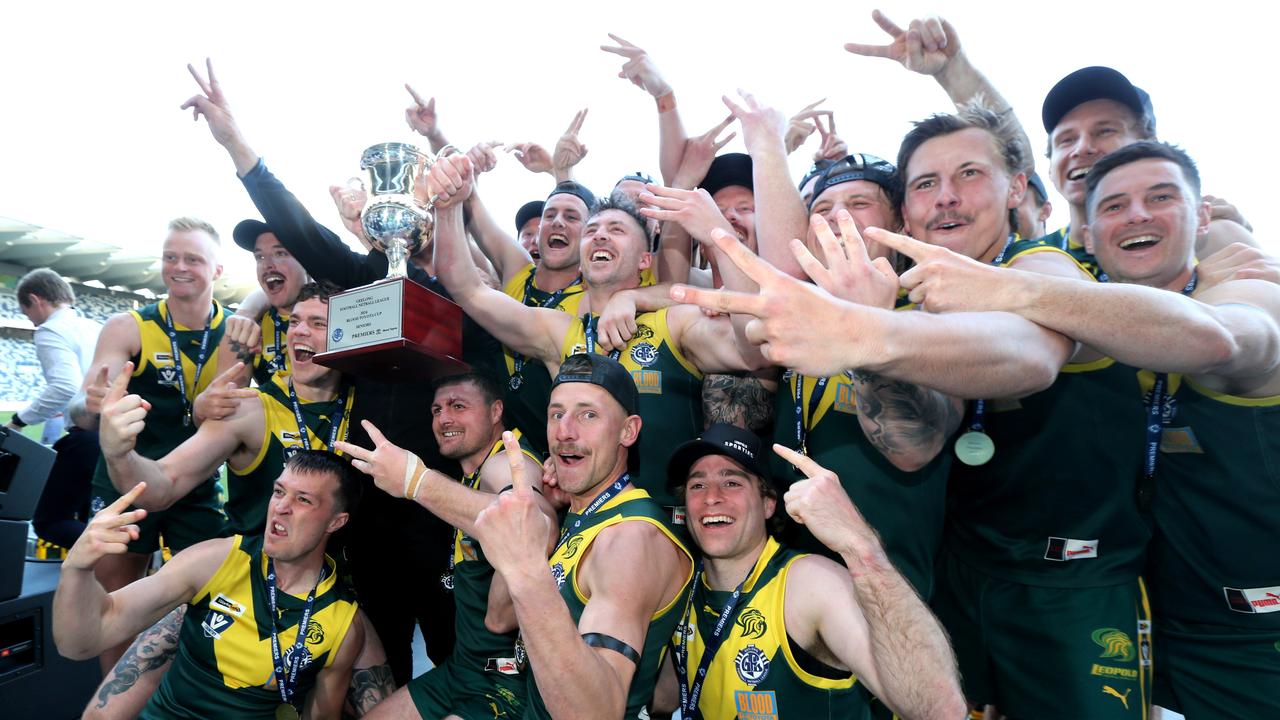 Leopold went back-to-back at Kardinia Park. Picture: Mike Dugdale