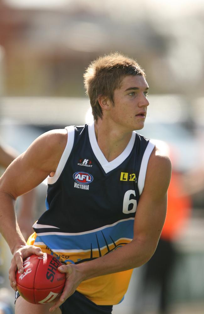 Dustin Martin. Round one TAC Cup match between Bendigo Pioneers and Geelong Falcons on April 4, 2009 in Melbourne, Australia. (Photo by Robert Prezioso/Getty Images