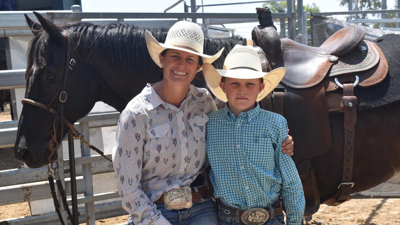 Stacey Wilburn and Wyatt Gill from Charters Towers at the APRA National Finals Rodeo at CQLX Gracemere on November 9, 2024.