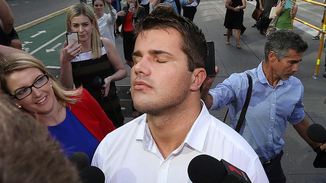 Gable Tostee leaves court after being acquitted. Pic: Jack Tran